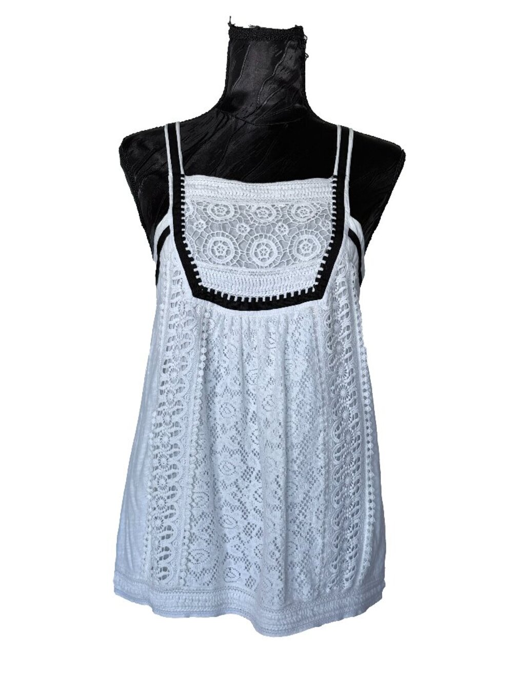 Anthropologie Akemi + Kin White Cotton Lace Boho Tank Top Cami Size S